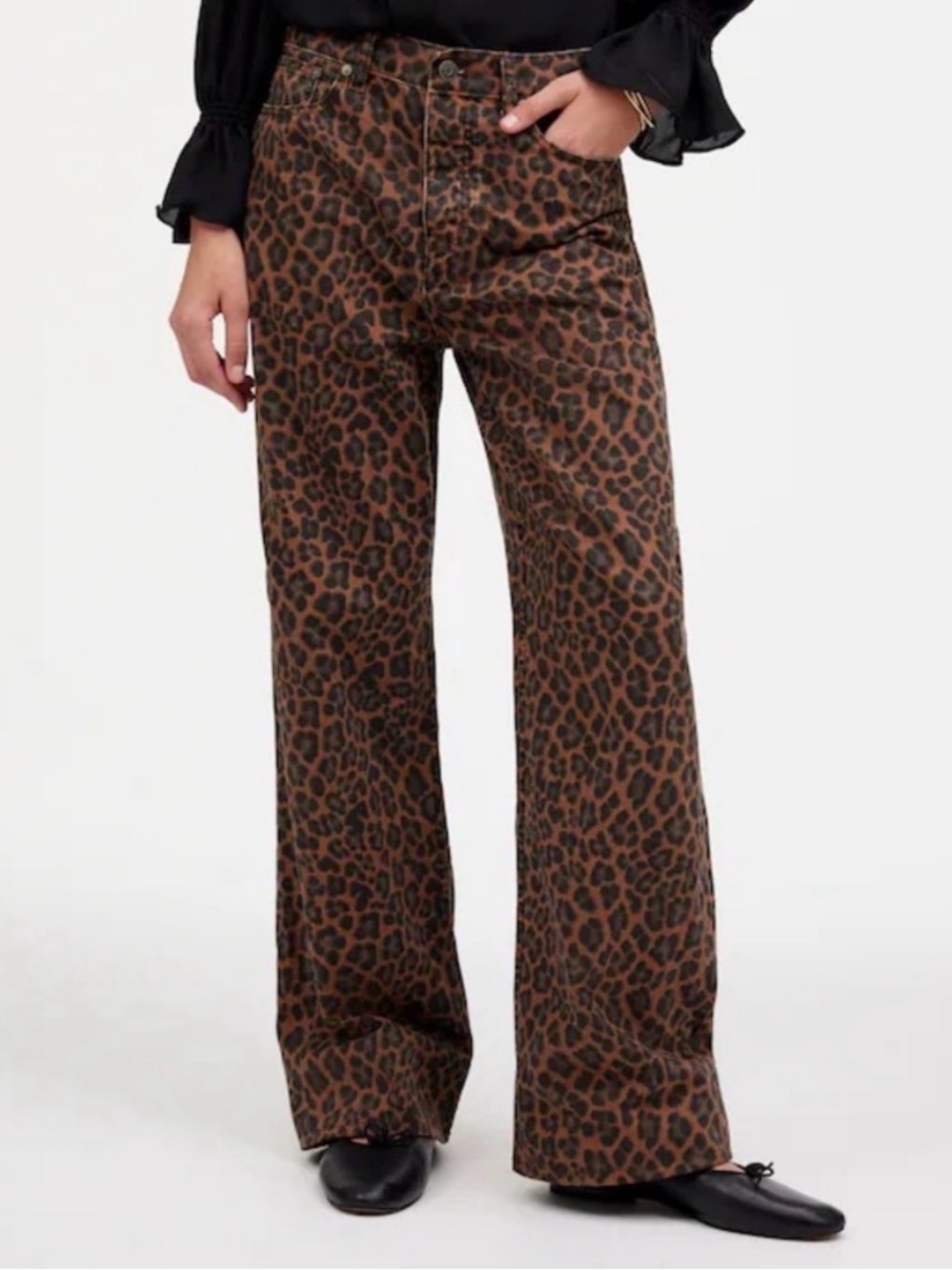 Madewell Brown Leopard Print Wide-Leg Pants